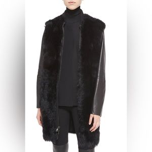 NWOT Vince leather-sleeve shearling fur coat 🧥, black color